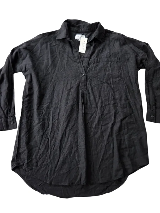 New W Tags Risen Black Linen Blend Oversized Tunic Top Sz M - Picture 2 of 5